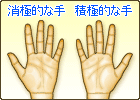 左手が「消極的な手」、右が「積極的な手」
