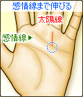 太陽線が感情線まで伸びる